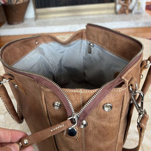 Roots Grace Tribe Leather Satchel Tote Shoulder Bag - Picture 10 of 16